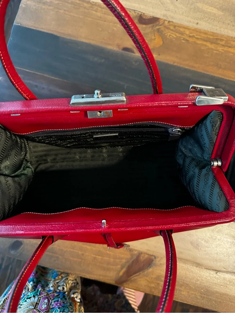 Prada Red Leather Top-Handle Satchel with OG Authenticity Card
